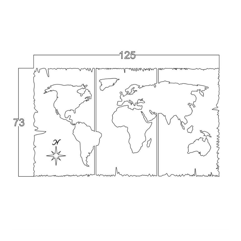 cornice decorativa mondo nero 125x73 cm mt1924241, vista ambientata su pareti arredate con stile