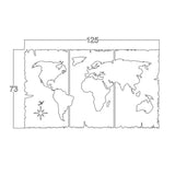 cornice decorativa mondo nero 125x73 cm mt1924241, vista ambientata su pareti arredate con stile