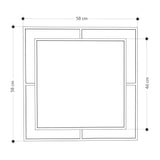 specchio quadrato corner con doppia cornice in metallo oro, vista ambientata su pareti arredate con stile