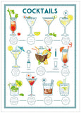 strofinaccio cocktails assortito, colore assortito, taglia 50 x 70. strofinaccio piegato su fondo neutro per mostrare texture e finiture