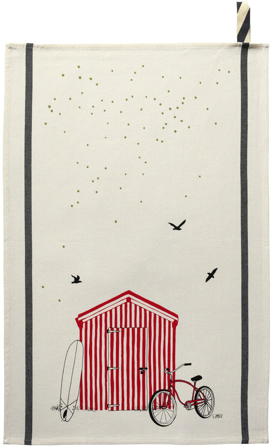 strofinaccio marinette ecru, colore ecru, taglia 50 x 70. strofinaccio piegato su fondo neutro per mostrare texture e finiture 1218