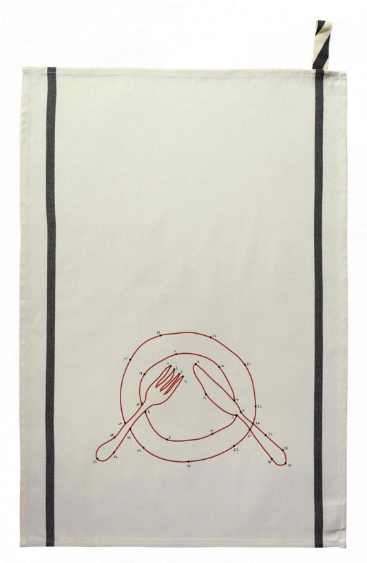 strofinaccio phil dinette ecru, colore ecru, taglia 50 x 70. strofinaccio piegato su fondo neutro per mostrare texture e finiture 1303