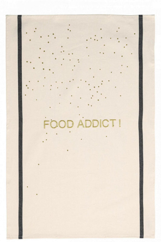 strofinaccio food addict ecru, colore ecru, taglia 50 x 70. strofinaccio piegato su fondo neutro per mostrare texture e finiture