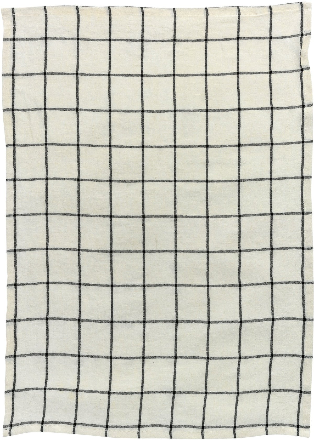 strofinaccio karma ecru/nero, colore ecru/nero, taglia 55 x 75. strofinaccio piegato su fondo neutro per mostrare texture e finiture