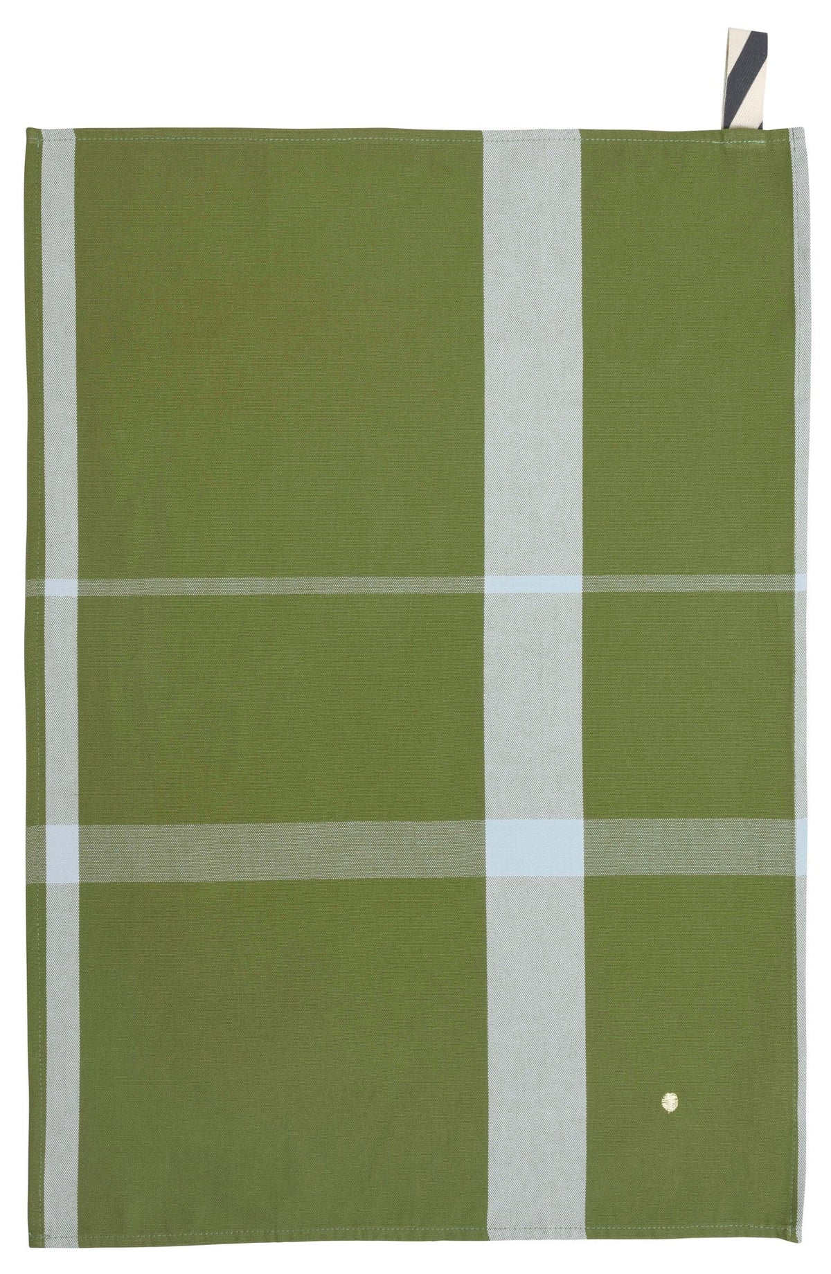 strofinaccio la nonna pistacchio, colore pistacchio, taglia 50 x 70. strofinaccio piegato su fondo neutro per mostrare texture e finiture