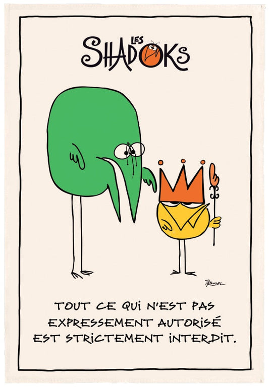 strofinaccio shadoks les interdits ecru, colore ecru, taglia 48 x 72. strofinaccio piegato su fondo neutro per mostrare texture e finiture 626