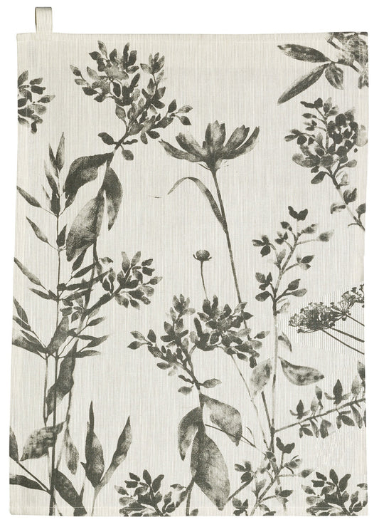 strofinaccio fleuri isam ombra, colore ombra, taglia 50 x 70. strofinaccio piegato su fondo neutro per mostrare texture e finiture 1441