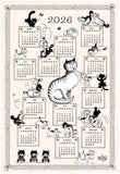 strofinaccio dubout calendrier chatons 2026 ecru, colore ecru, taglia 48 x 72. strofinaccio piegato su fondo neutro per mostrare texture e finiture