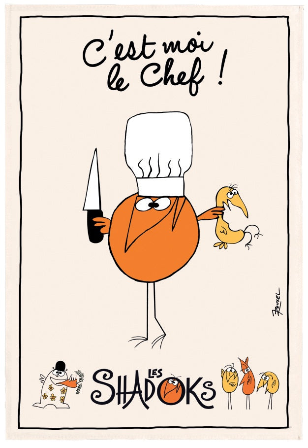 strofinaccio shadoks grand chef ecru, colore ecru, taglia 48 x 72. strofinaccio piegato su fondo neutro per mostrare texture e finiture