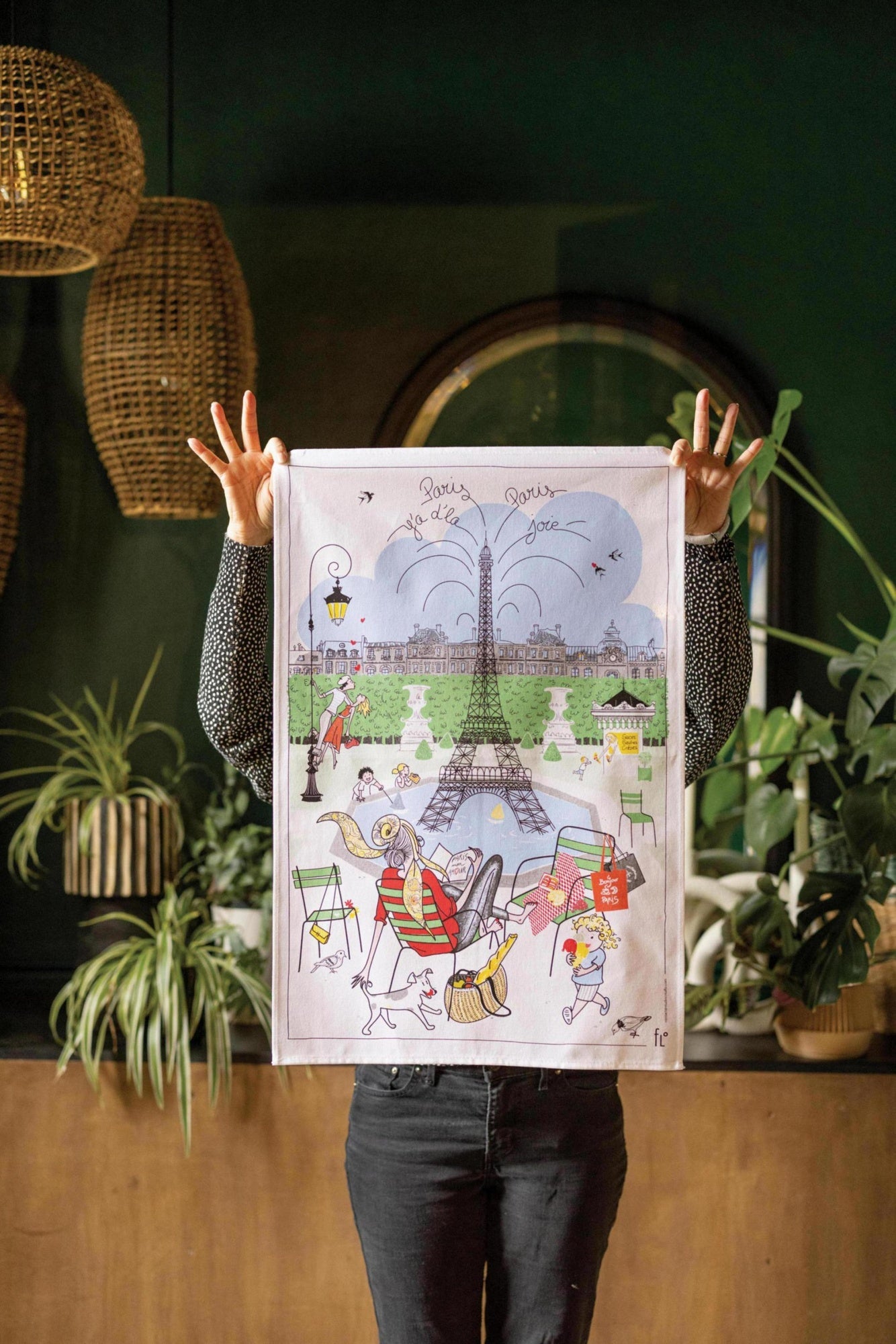 strofinaccio les jardins parisiens bianco, colore bianco, taglia 48 x 72. confezionato in 100% cotone, assorbenza e resistenza per ogni esigenza in cucina