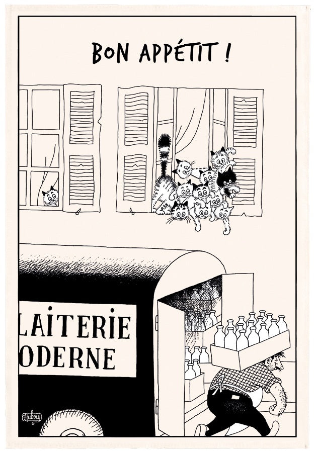 strofinaccio dubout bon appetit ecru, colore ecru, taglia 48 x 72. strofinaccio piegato su fondo neutro per mostrare texture e finiture