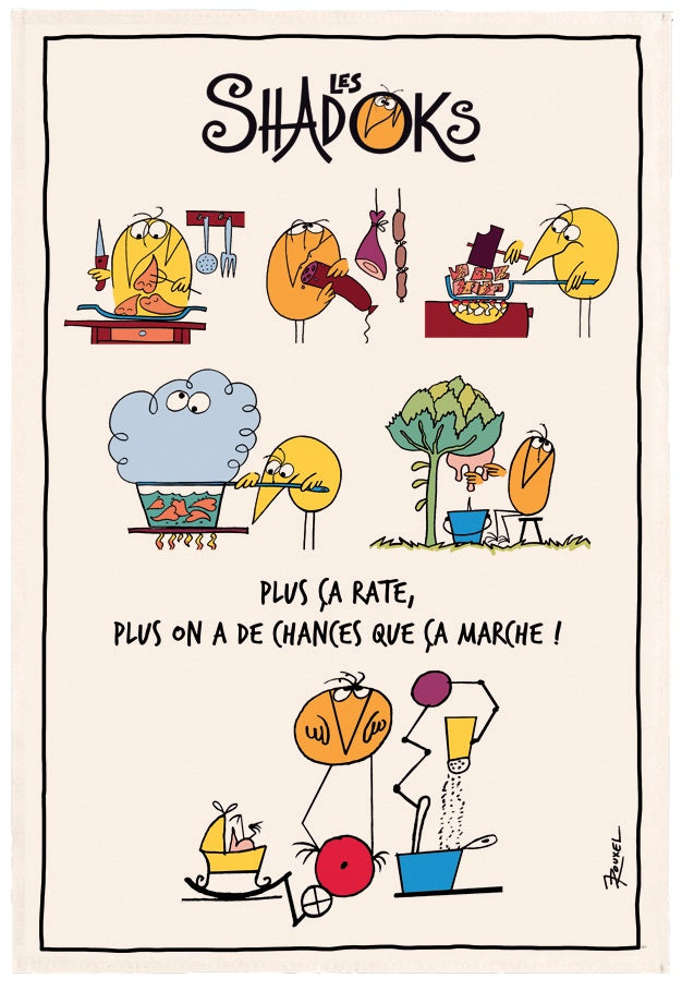 strofinaccio shadoks en cucina ecru, colore ecru, taglia 48 x 72. strofinaccio piegato su fondo neutro per mostrare texture e finiture