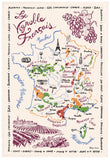 strofinaccio la carte des vins de france ecru, colore ecru, taglia 72 x 48. strofinaccio piegato su fondo neutro per mostrare texture e finiture