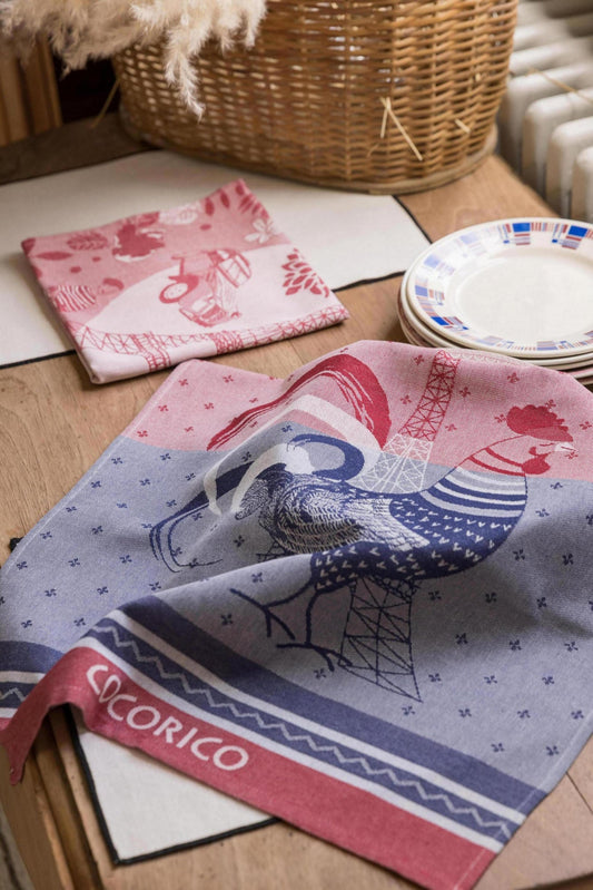 strofinaccio jacquard cocorico multicolore, colore multicolore, taglia 50 x 70. confezionato in 100% cotone, assorbenza e resistenza per ogni esigenza in cucina