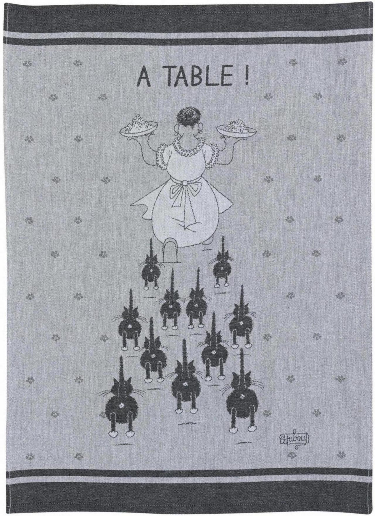 torchon jacquard a table ombra, colore ombra, taglia 50 x 70. strofinaccio piegato su fondo neutro per mostrare texture e finiture