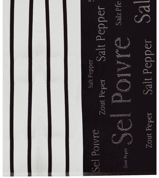 strofinaccio jacquard sel & poivre nero, colore nero, taglia 50 x 70. strofinaccio piegato su fondo neutro per mostrare texture e finiture 1070