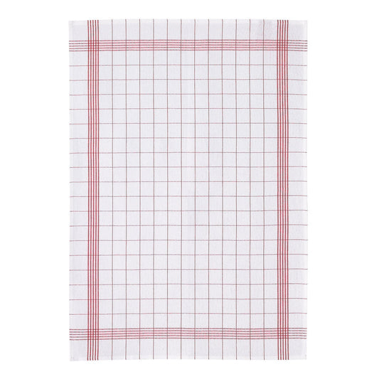 strofinaccio misto carreaux rosso, colore rosso, taglia 55 x 75. strofinaccio piegato su fondo neutro per mostrare texture e finiture 1500