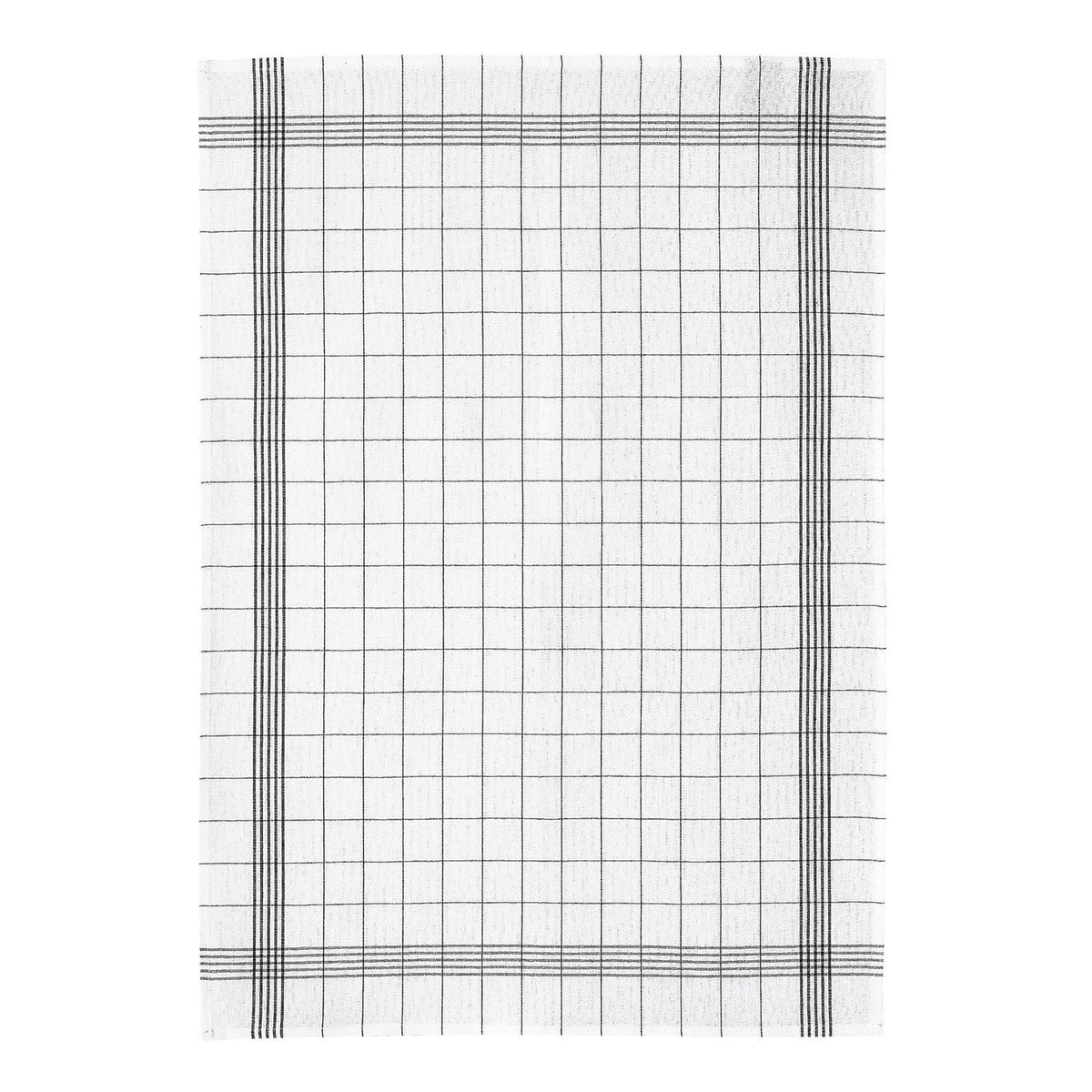 strofinaccio misto carreaux nero, colore nero, taglia 55 x 75. strofinaccio piegato su fondo neutro per mostrare texture e finiture