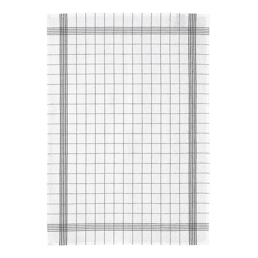 strofinaccio misto carreaux nero, colore nero, taglia 55 x 75. strofinaccio piegato su fondo neutro per mostrare texture e finiture 1500