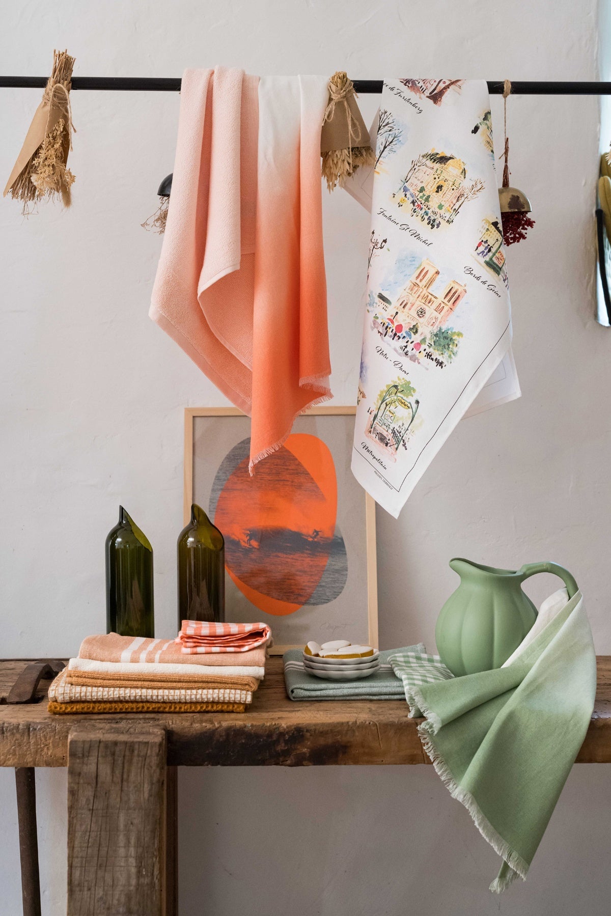 strofinaccio riciclato tie&dye pesca, colore pesca, taglia 50 x 70. tessuto resistente per un uso quotidiano intensivo