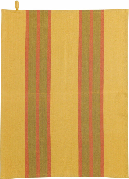 strofinaccio riciclato yuna curry, colore curry, taglia 50 x 70. strofinaccio piegato su fondo neutro per mostrare texture e finiture