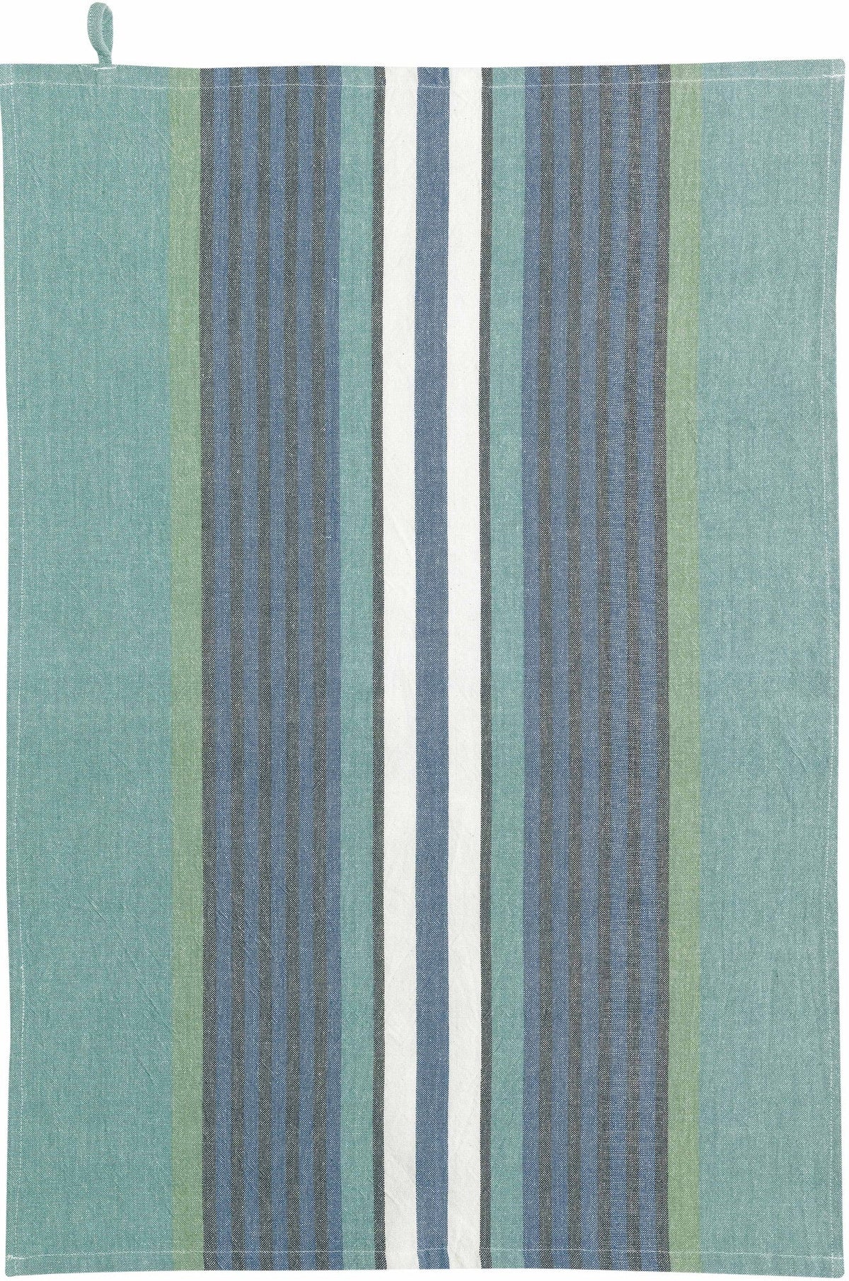 strofinaccio riciclato yuna pavone/naturale, colore pavone/naturale, taglia 50 x 70. strofinaccio piegato su fondo neutro per mostrare texture e finiture