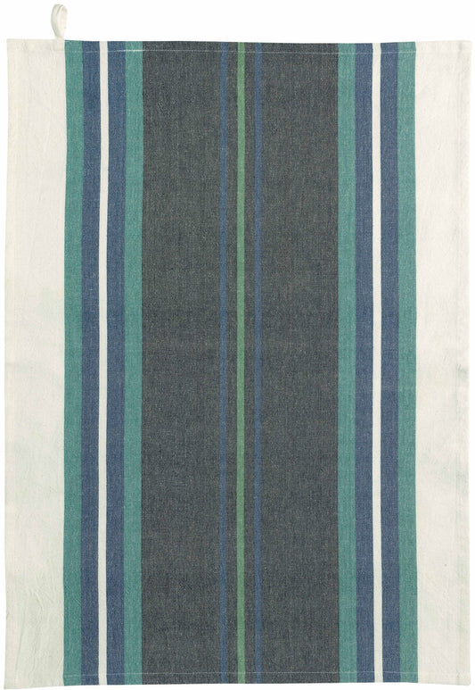 strofinaccio riciclato yuna marino/naturale, colore marino/naturale, taglia 50 x 70. strofinaccio piegato su fondo neutro per mostrare texture e finiture