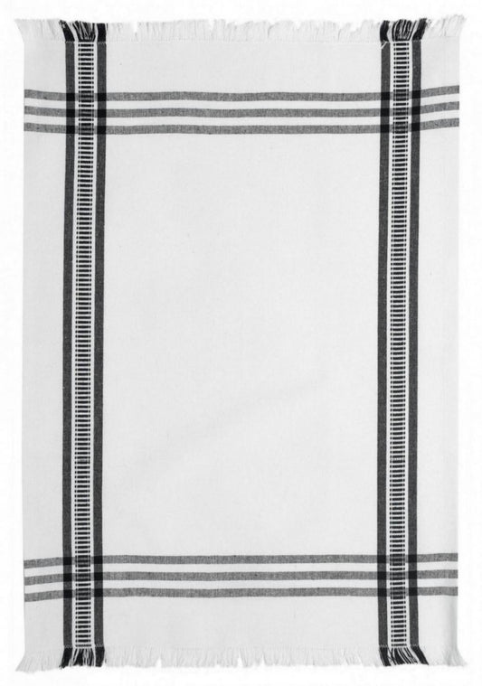 strofinaccio riciclato cruz nero, colore nero, taglia 50 x 70. strofinaccio piegato su fondo neutro per mostrare texture e finiture