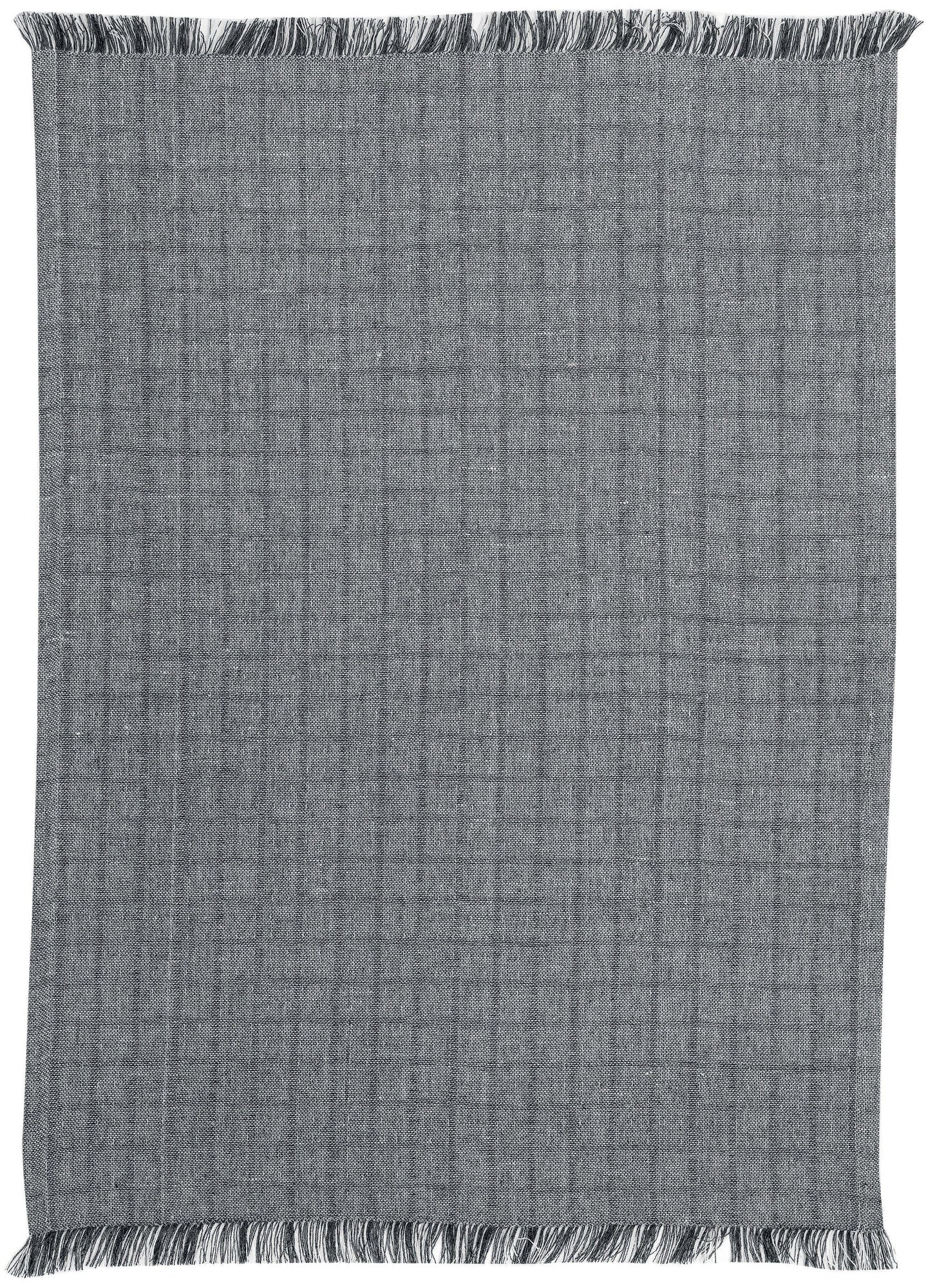 strofinaccio riciclato aden bianco/nero, colore bianco/nero, taglia 50 x 70. strofinaccio piegato su fondo neutro per mostrare texture e finiture