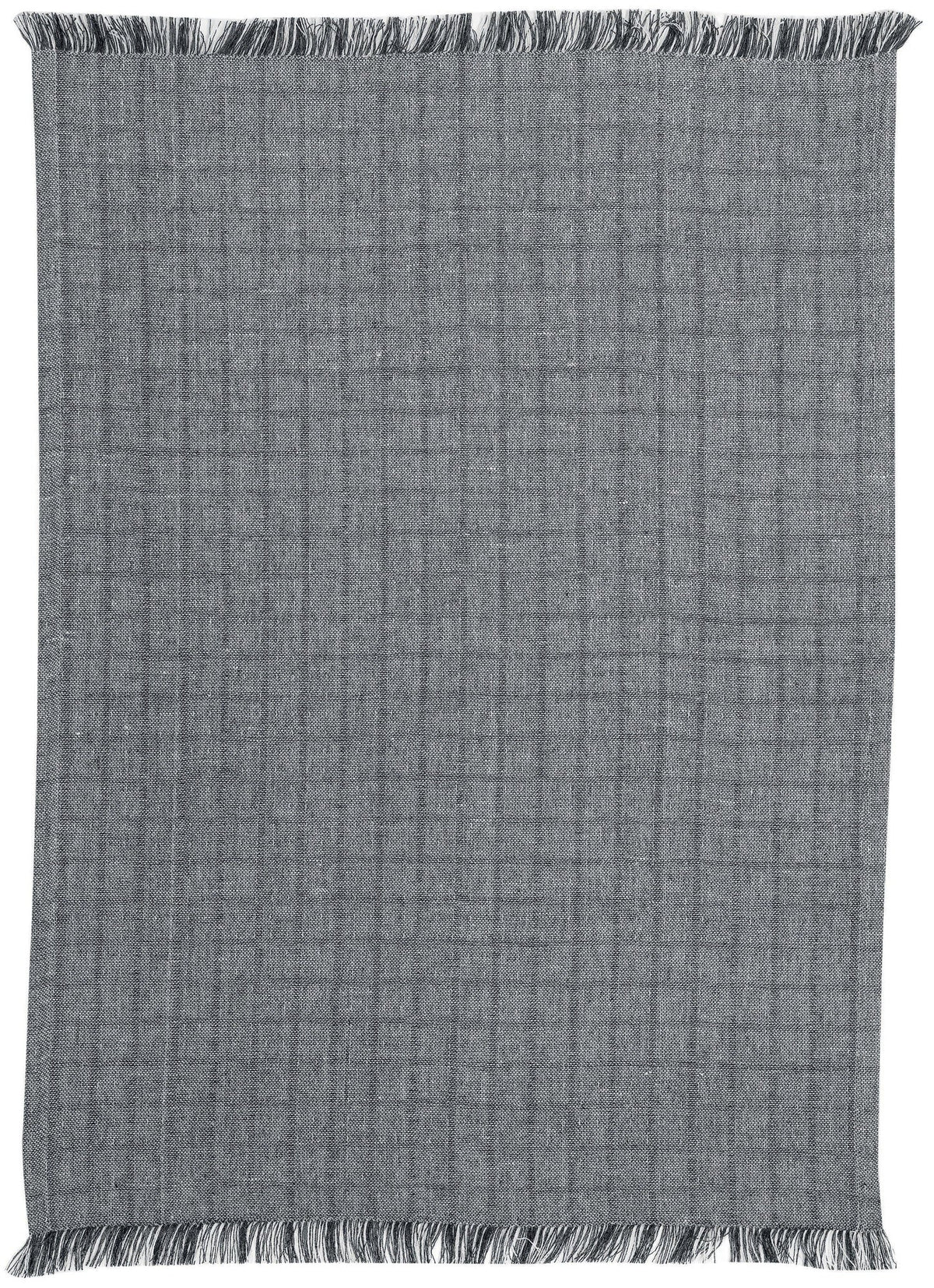 strofinaccio riciclato aden bianco/nero, colore bianco/nero, taglia 50 x 70. strofinaccio piegato su fondo neutro per mostrare texture e finiture