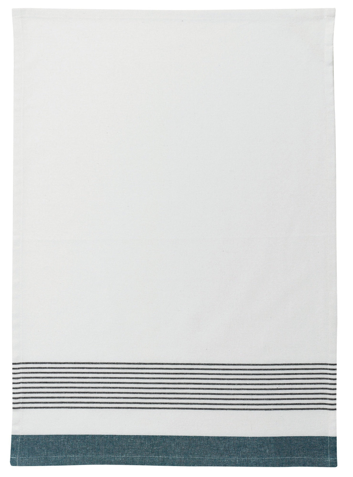 strofinaccio riciclato mattia pavone, colore pavone, taglia 50 x 70. strofinaccio piegato su fondo neutro per mostrare texture e finiture