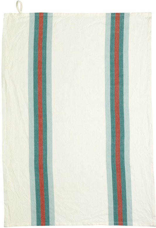 strofinaccio riciclato lavato yuna verde acqua/naturale, colore verde acqua/naturale, taglia 50 x 70. strofinaccio piegato su fondo neutro per mostrare texture e finiture