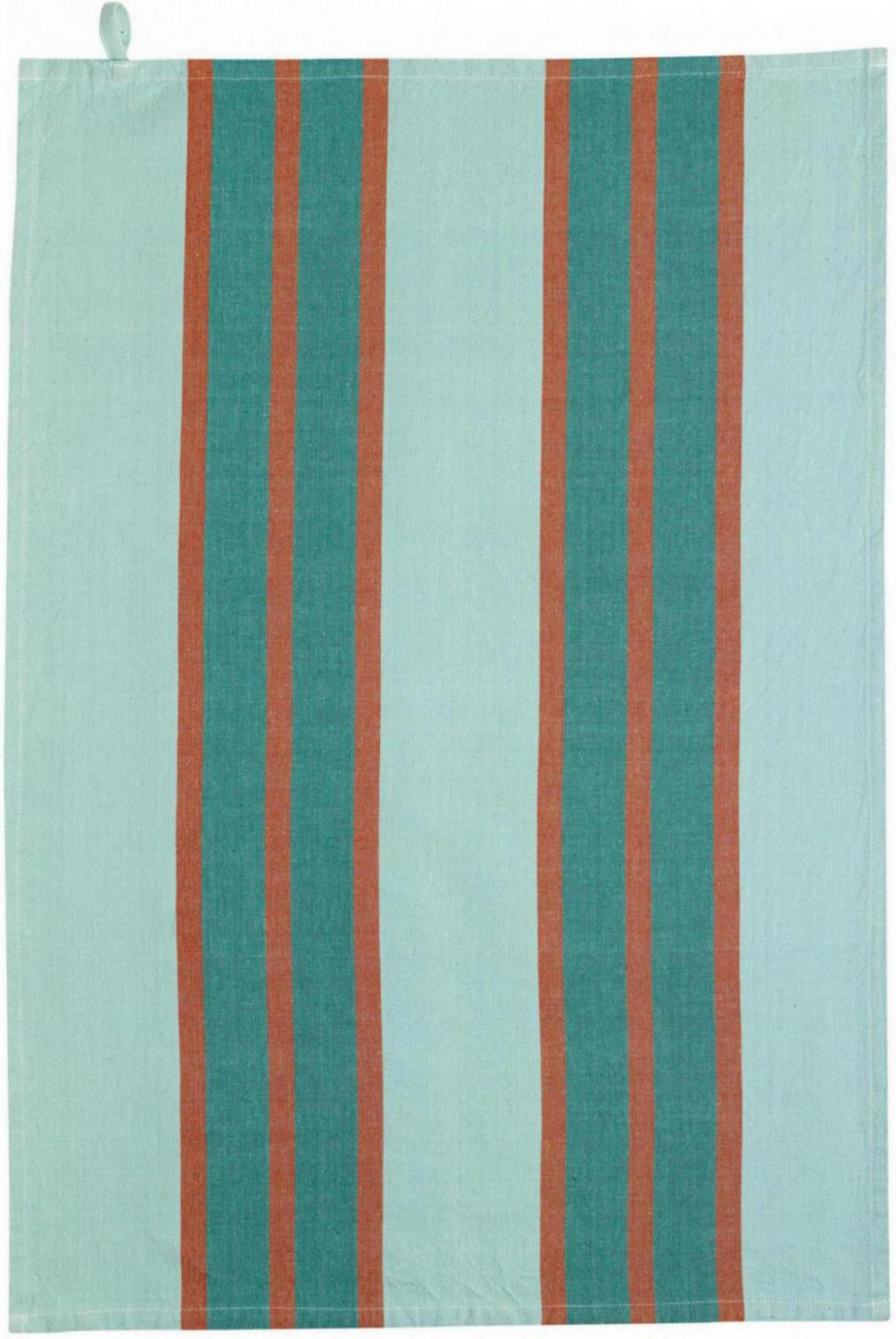 strofinaccio riciclato lavato yuna verde acqua, colore verde acqua, taglia 50 x 70. strofinaccio piegato su fondo neutro per mostrare texture e finiture