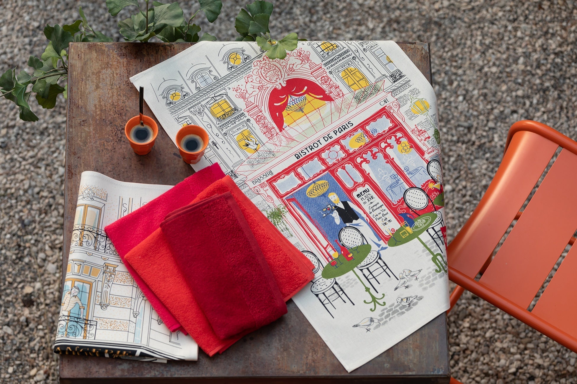 strofinaccio stampato facade bistrot ecru, colore ecru, taglia 48 x 72. confezionato in 100% cotone, assorbenza e resistenza per ogni esigenza in cucina