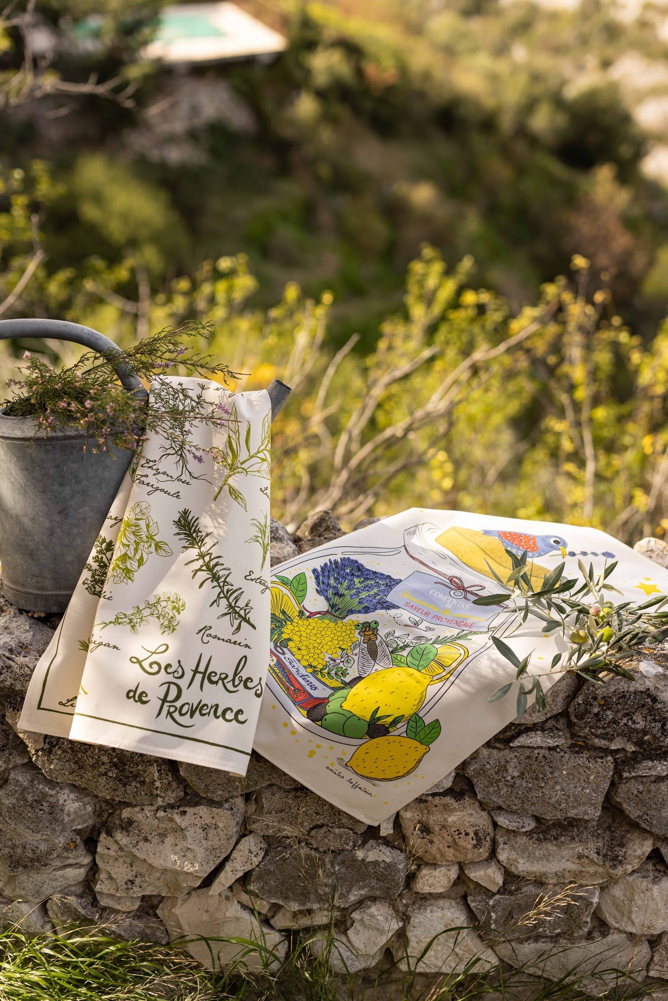 strofinaccio stampato les herbes de provence ecru, colore ecru, taglia 48 x 72. confezionato in 100% cotone, assorbenza e resistenza per ogni esigenza in cucina