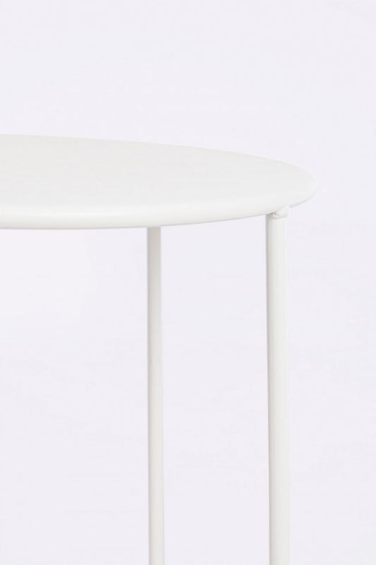 set di 4 tavolini austin in acciaio bianco, dettaglio della struttura resistente alle intemperie