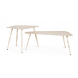 set di 2 tavolini yvonne in acciaio beige, perfetto per appoggiare bevande, libri o decorazioni