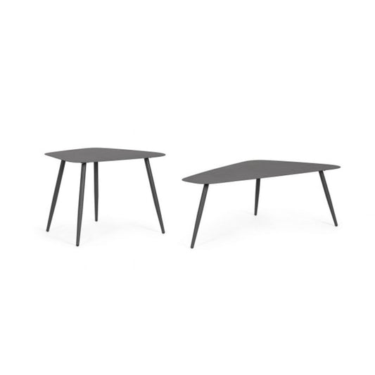 set di 2 tavolini yvonne in acciaio antracite, tavolino da giardino ideale per relax all’aperto