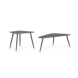 set di 2 tavolini yvonne in acciaio antracite, tavolino da giardino ideale per relax all’aperto
