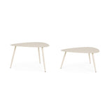 set di 2 tavolini yvonne in acciaio beige, dettaglio della struttura resistente alle intemperie