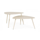 set di 2 tavolini yvonne in acciaio beige, perfetto per appoggiare bevande, libri o decorazioni