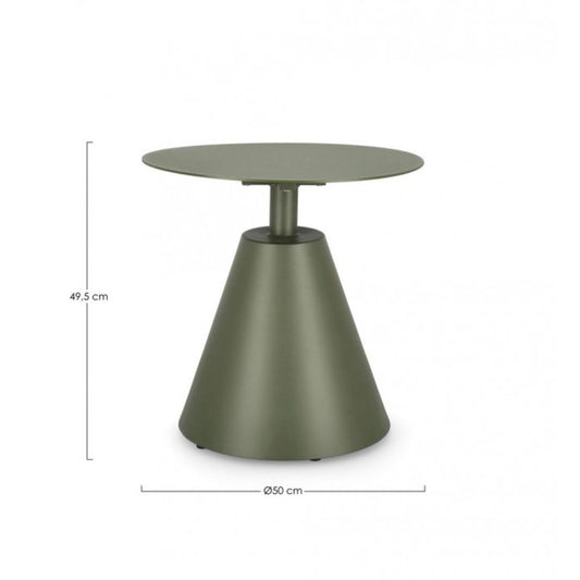 tavolino rotondo aloha in alluminio verde, dettaglio della struttura resistente alle intemperie