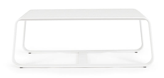 tavolino da salotto merrigan in alluminio bianco 105×62 cm, dettaglio della struttura resistente alle intemperie
