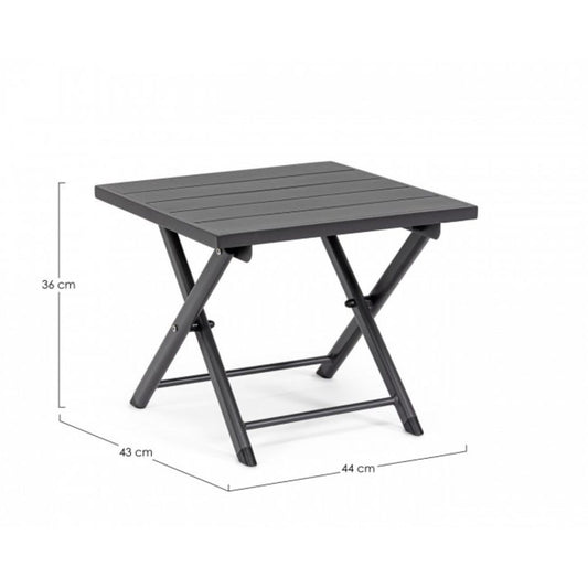 tavolino taylor in alluminio antracite, pieghevole, dettaglio della struttura resistente alle intemperie