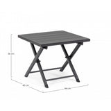 tavolino taylor in alluminio antracite, pieghevole, dettaglio della struttura resistente alle intemperie