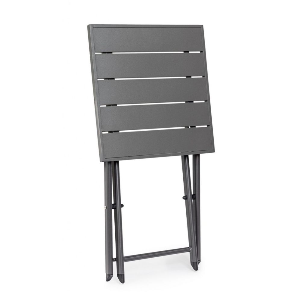 tavolino taylor in alluminio antracite, pieghevole, realizzato in materiali outdoor come alluminio o rattan