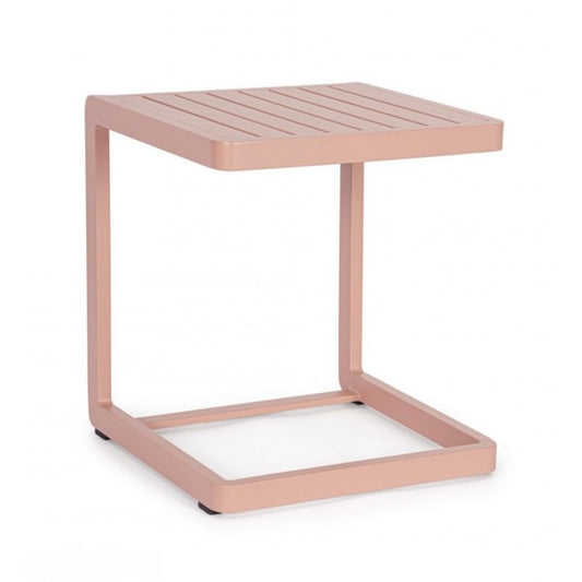 set di 2 tavolini rettangolari konnor in alluminio rosa, tavolino da giardino ideale per relax all’aperto