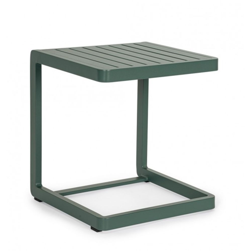 set di 2 tavolini rettangolari konnor in alluminio verde scuro, tavolino da giardino ideale per relax all’aperto