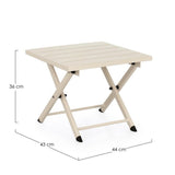 tavolino taylor in alluminio bianco, pieghevole, dettaglio della struttura resistente alle intemperie