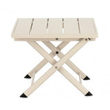 tavolino taylor in alluminio bianco, pieghevole, realizzato in materiali outdoor come alluminio o rattan